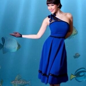 BETTIE PAGE NWT Blue Gone Fishing Dress Size M